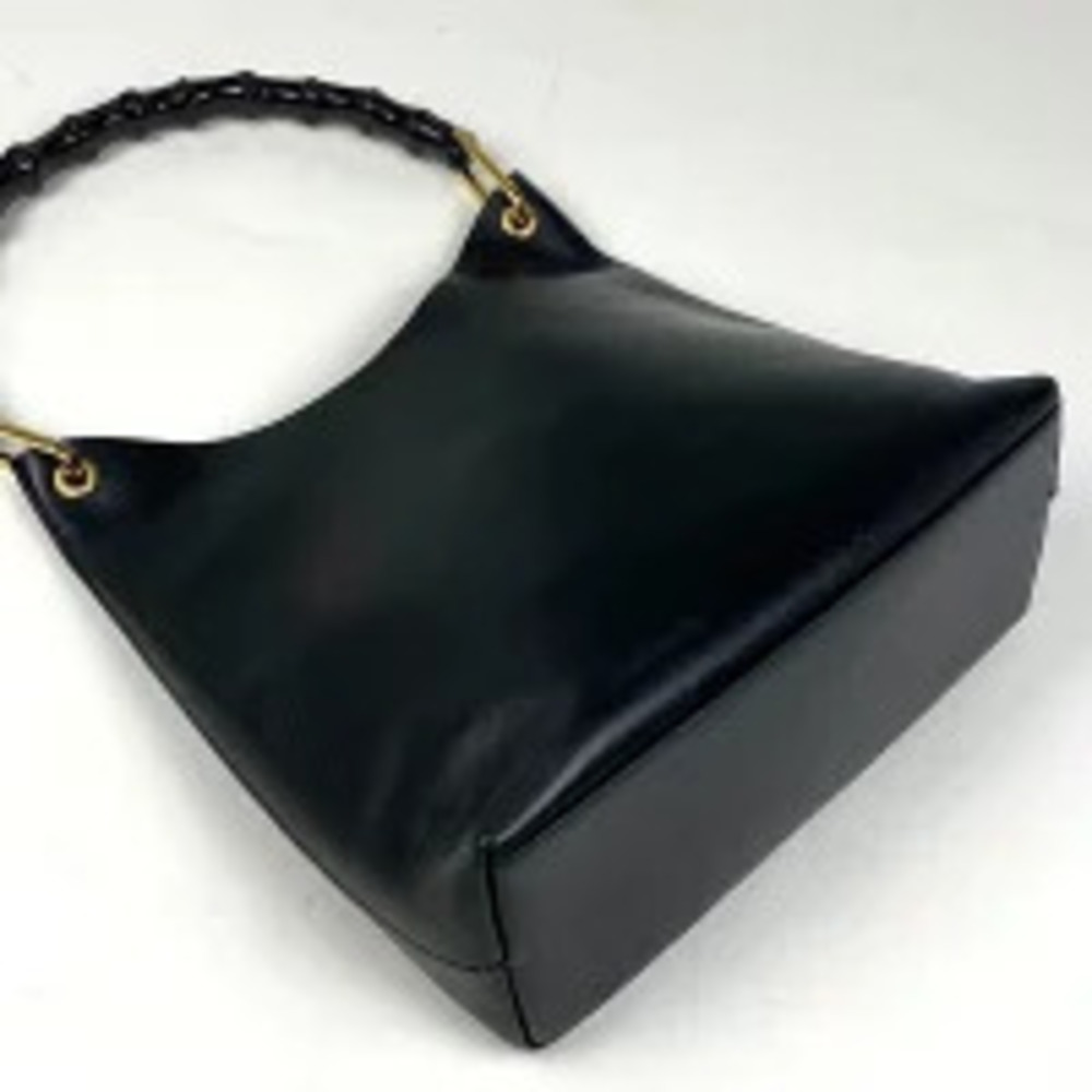 Gucci Handbag Hobo Bag 2way Shoulder Black Bamboo Leather